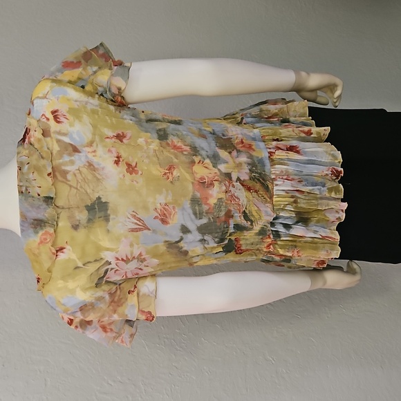 Vtg VIOLET & CLAIRE Floral Ruffle Jabot Chiffon Button Down Fairycore Blouse - Picture 6 of 9